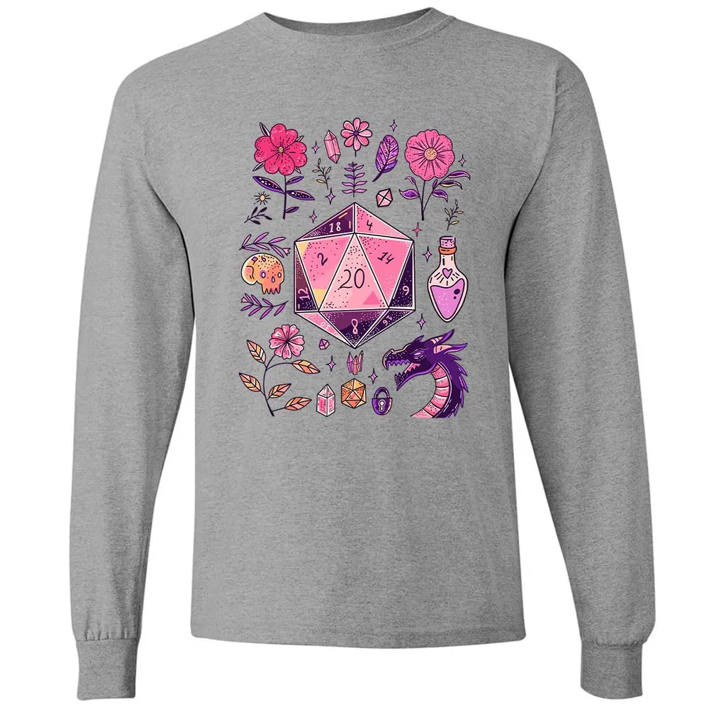 Mystic D20 Floral Dice Art - Graphite Heather - 6