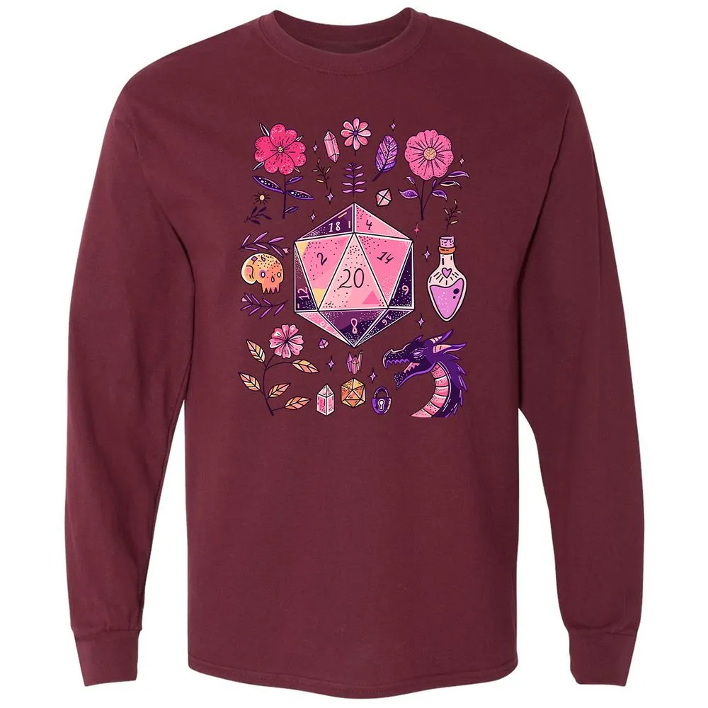 Mystic D20 Floral Dice Art - Maroon - 11