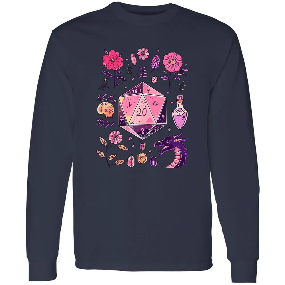 Mystic D20 Floral Dice Art - Navy - 12