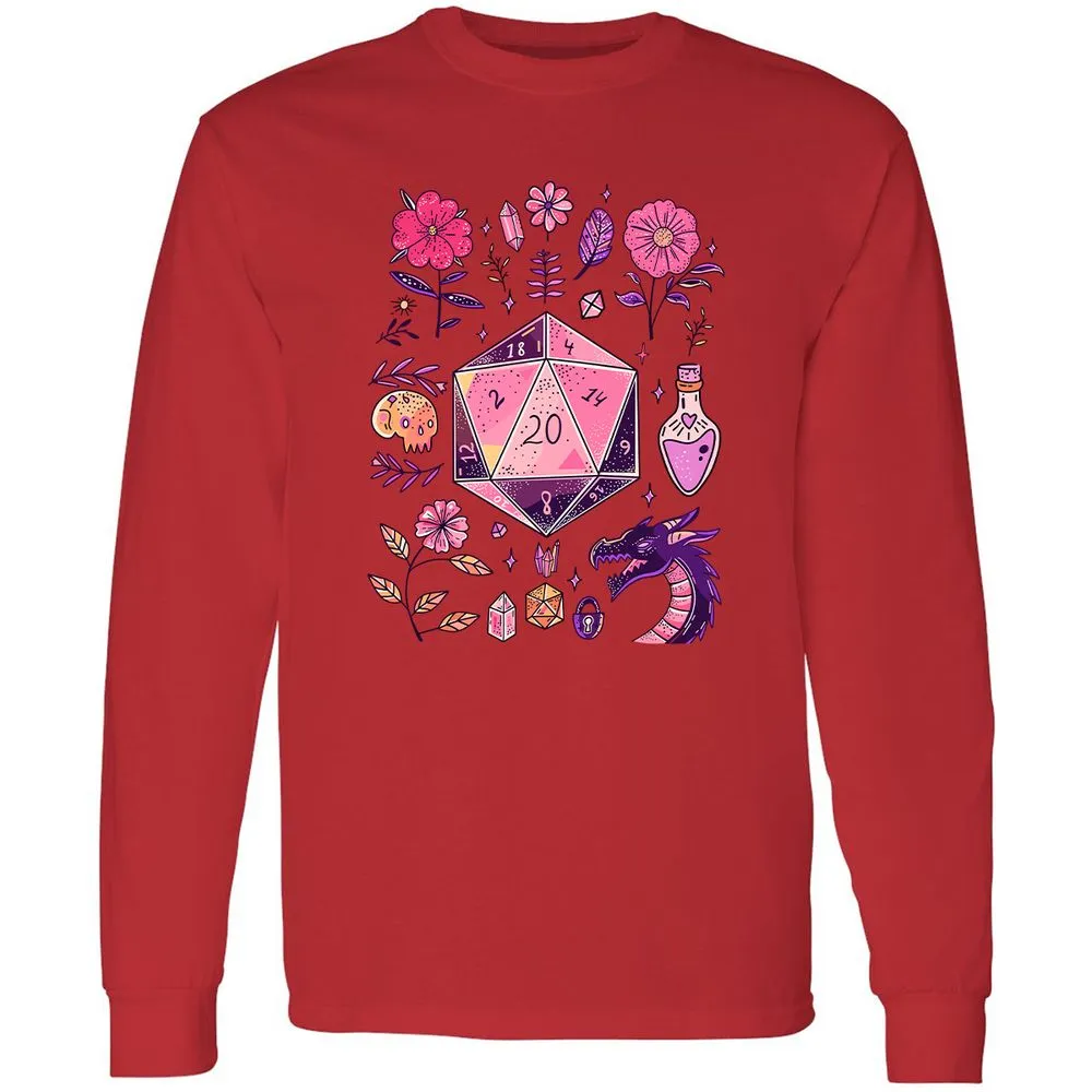 Mystic D20 Floral Dice Art - Red - 14