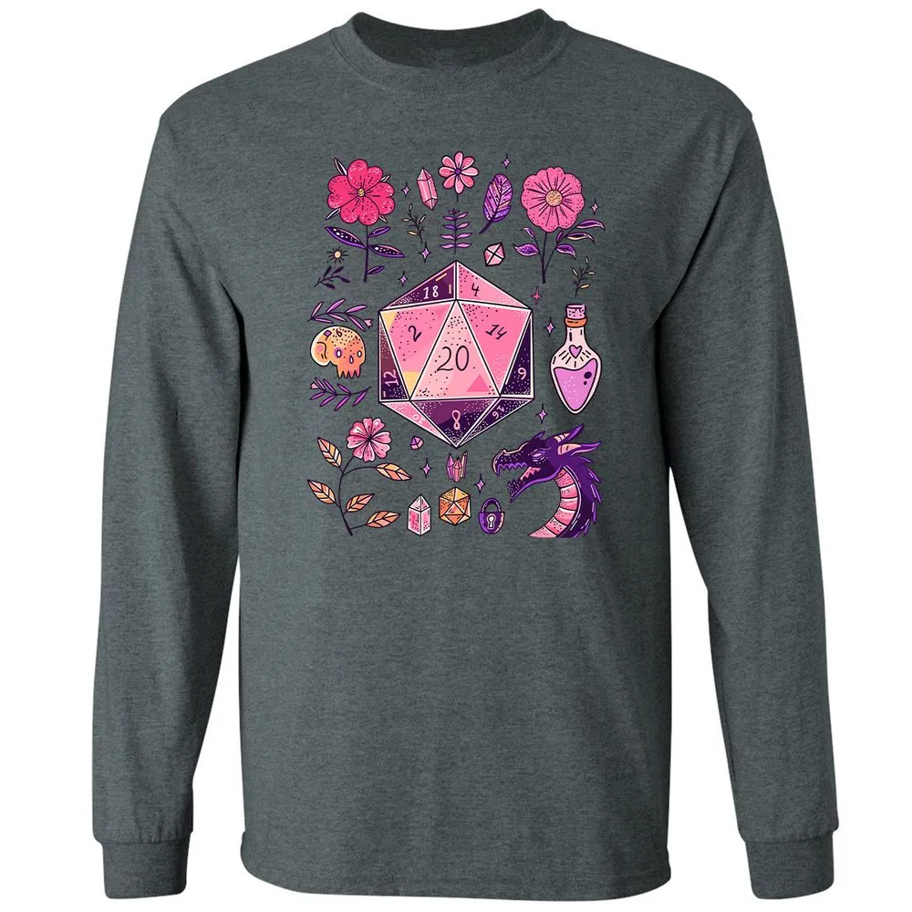 Mystic D20 Floral Dice Art - Dark Heather - 15