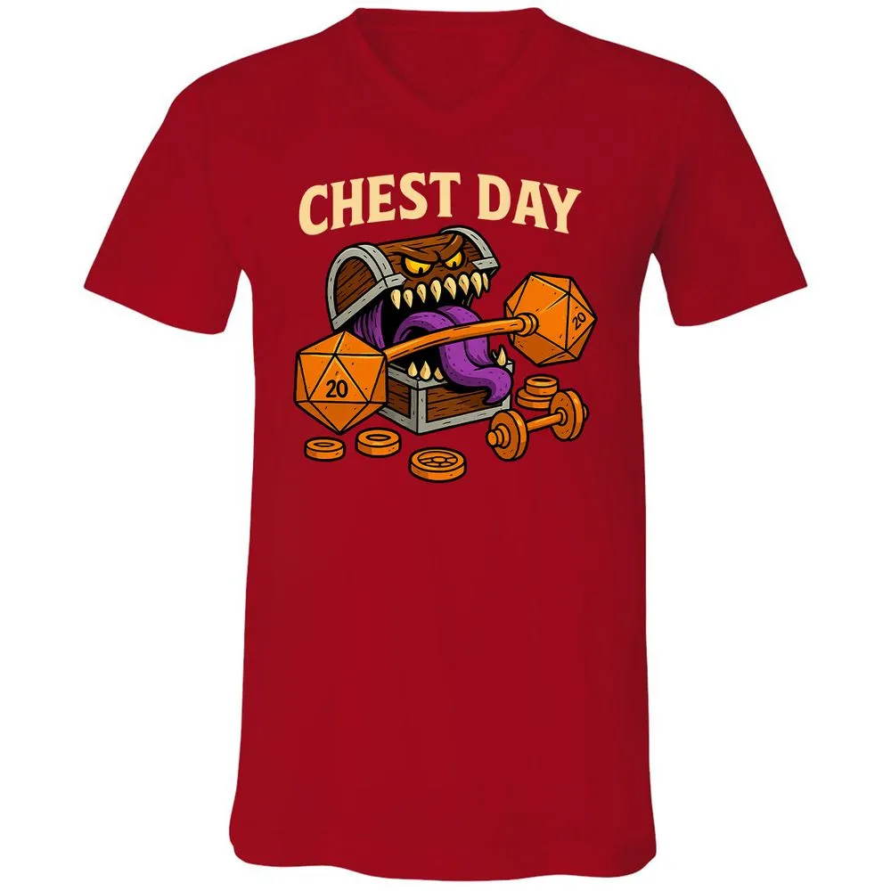 Chest Day Unisex V-Neck T-Shirt - Red - 3