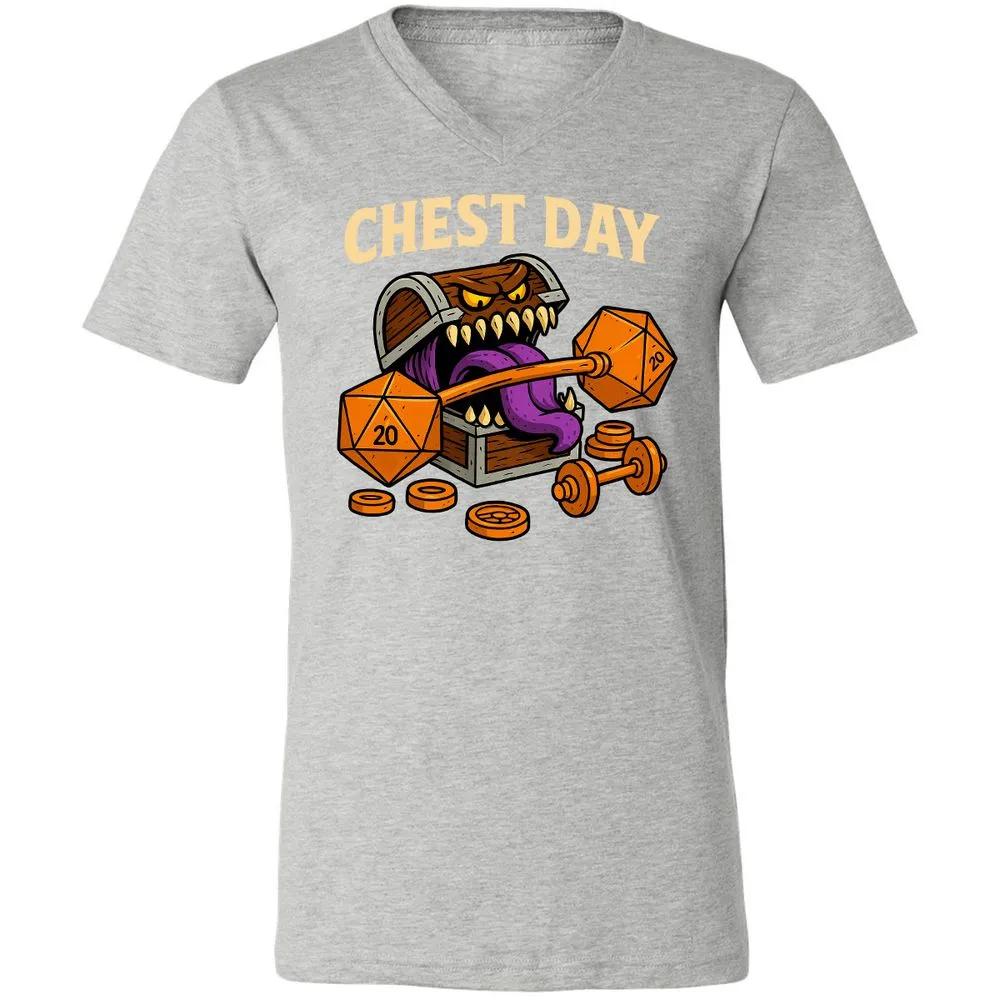 Chest Day Unisex V-Neck T-Shirt - Athletic Heather - 7
