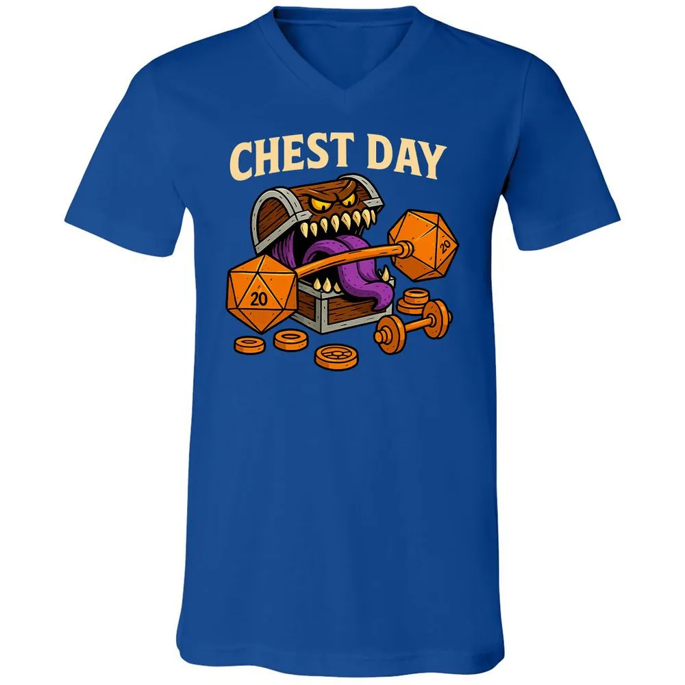 Chest Day Unisex V-Neck T-Shirt - True Royal - 4