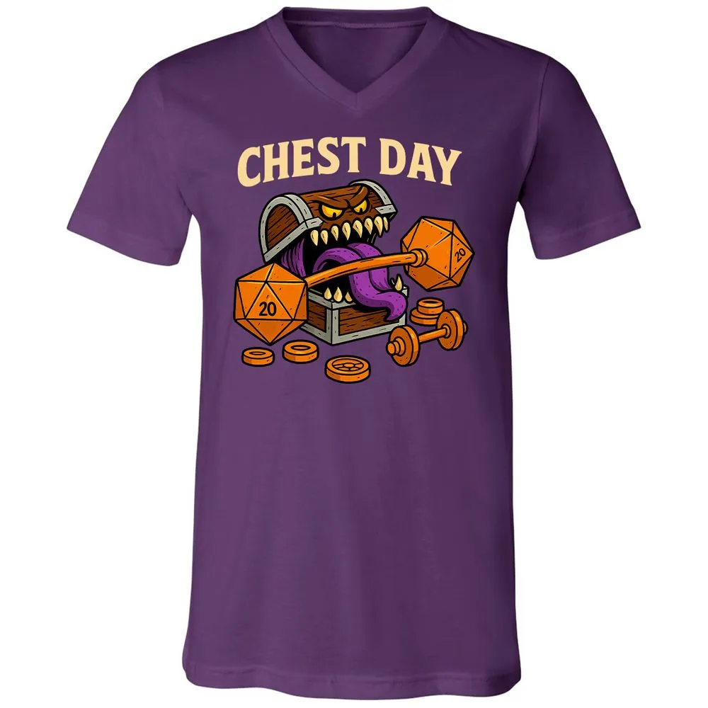 Chest Day Unisex V-Neck T-Shirt - Team Purple - 9
