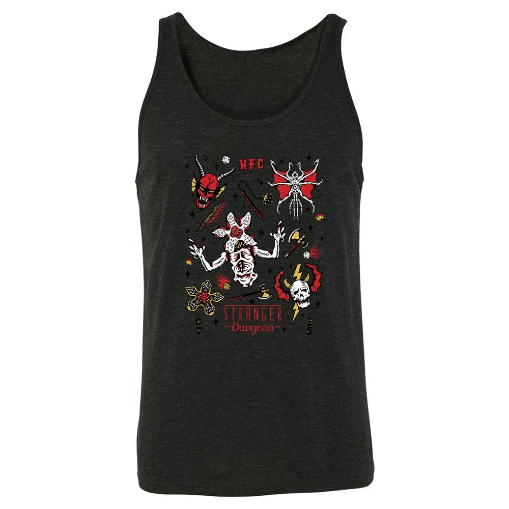 STRANGER DUNGEON Unisex Jersey Tank - Charcoal Black Triblend - 5