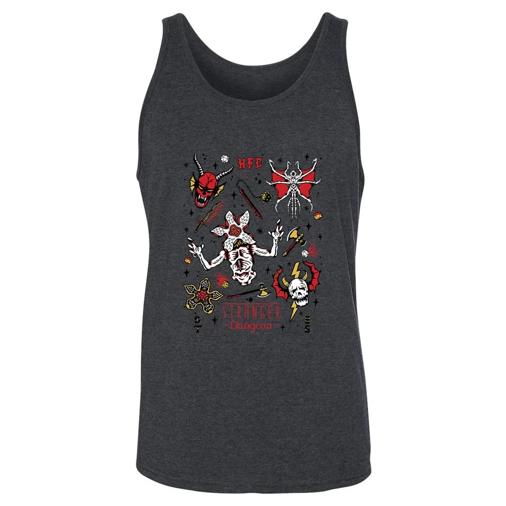 STRANGER DUNGEON Unisex Jersey Tank - Dark Grey Heather - 6
