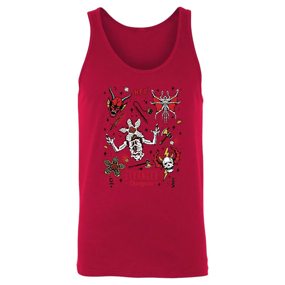 STRANGER DUNGEON Unisex Jersey Tank - Red - 11