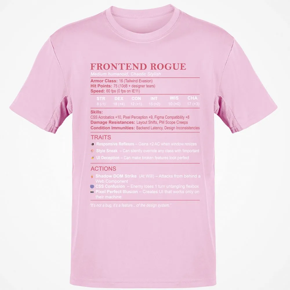 Frontend Rogue Classic Unisex T-Shirt - Light Pink - 5
