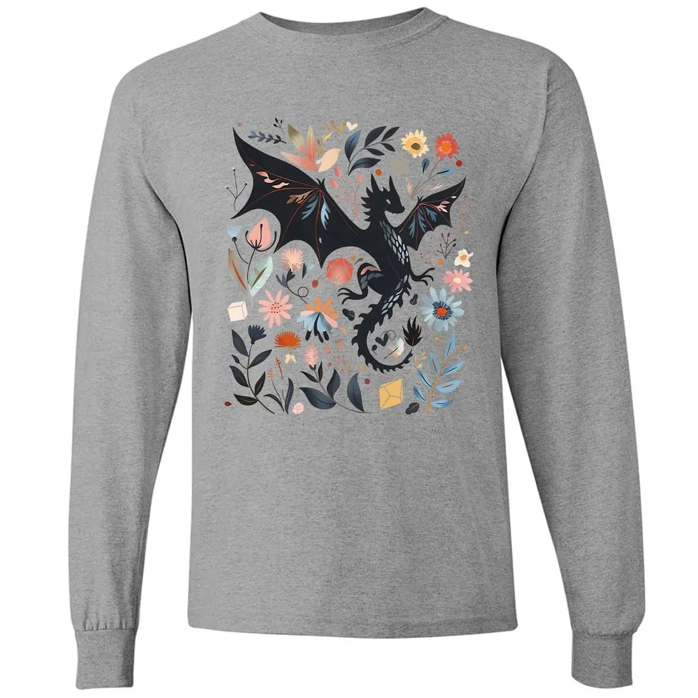 Floral DnD Dragon - Graphite Heather - 6