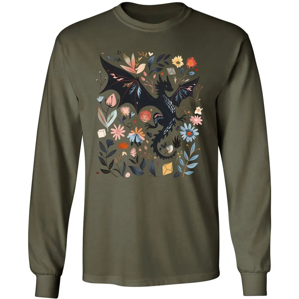 Floral DnD Dragon - Military Green - 7