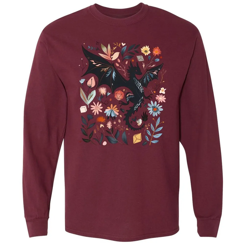 Floral DnD Dragon - Maroon - 11