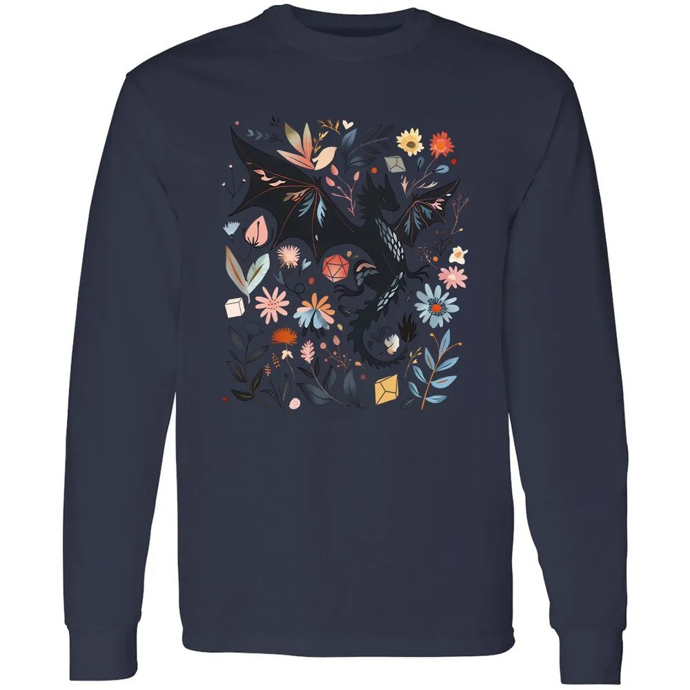 Floral DnD Dragon - Navy - 12