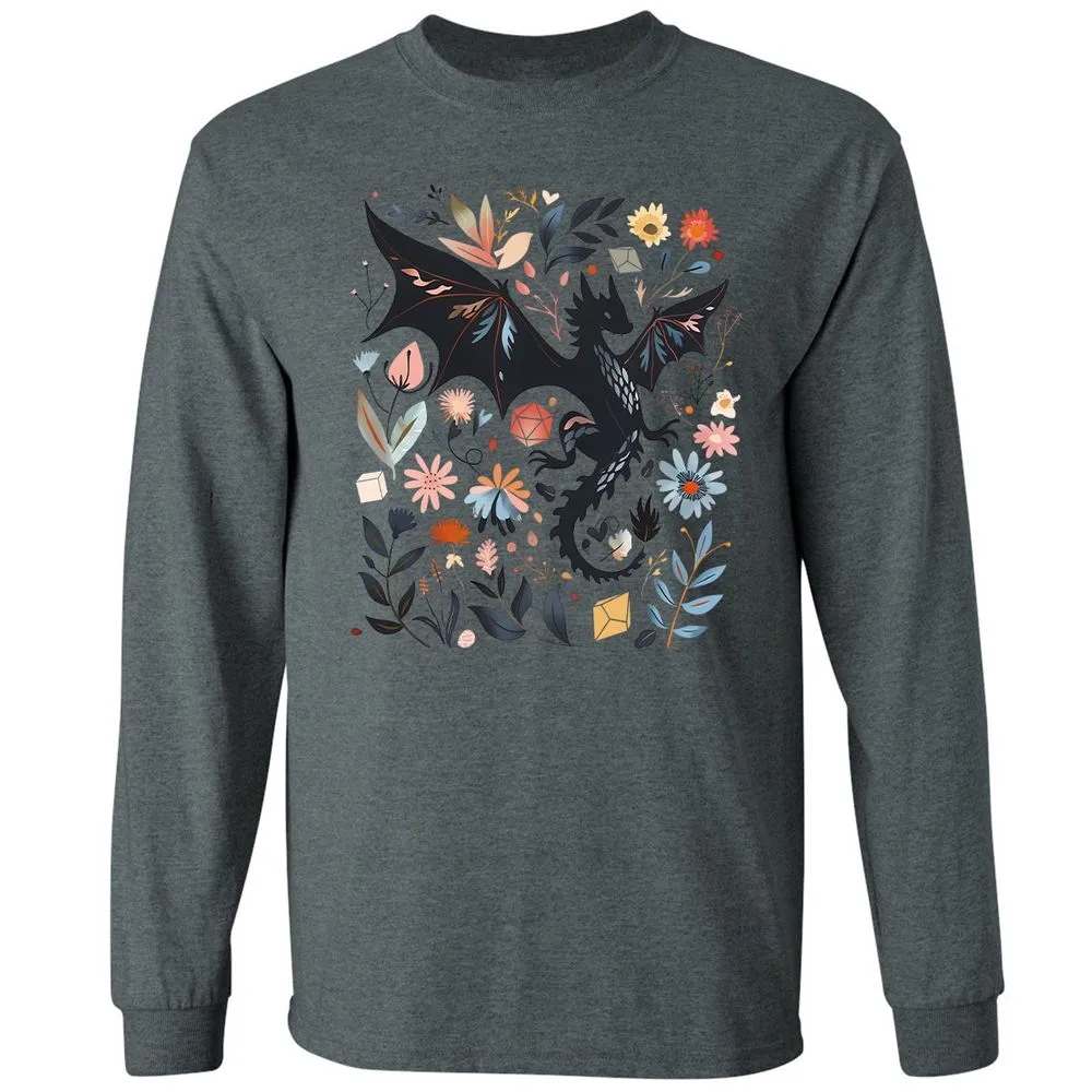 Floral DnD Dragon - Dark Heather - 15
