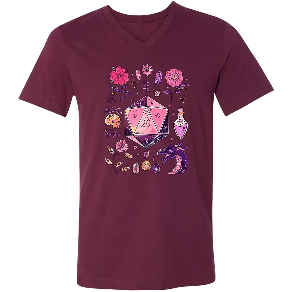 Mystic D20 Floral Dice Art - Maroon - 6