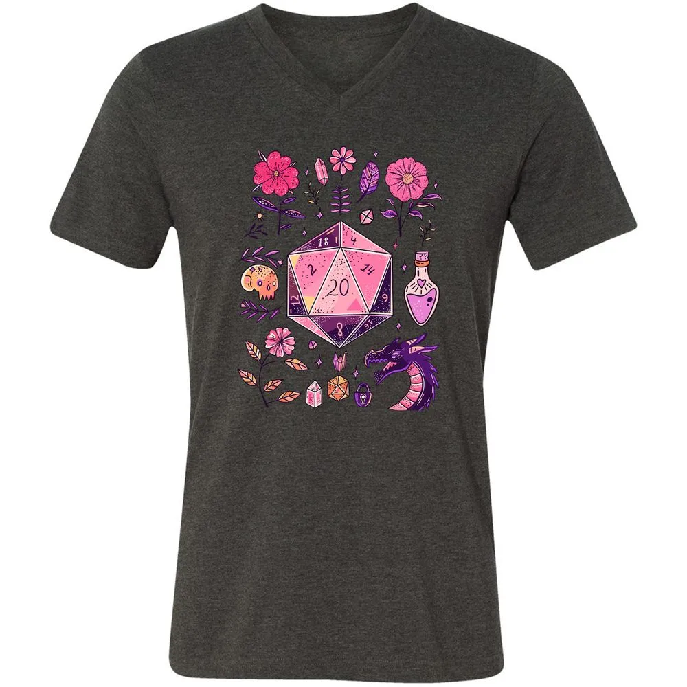 Mystic D20 Floral Dice Art - Dark Grey Heather - 8