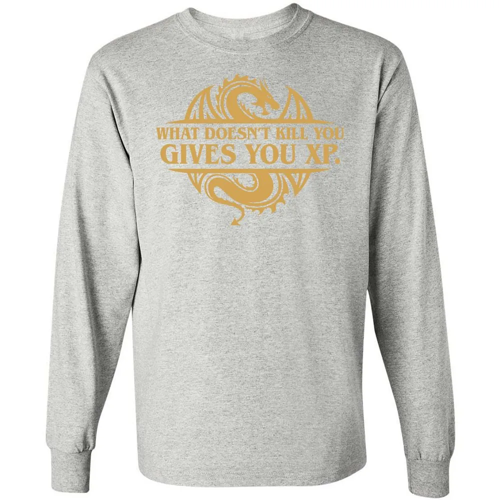What Doesn't Kill You Gives You XP Long Sleeve T-Shirt - Ash - 7