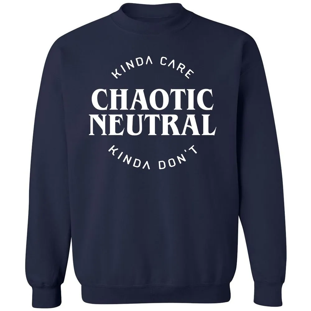 Chaotic Neutral Alignment Kinda Care Kinda Don't Classic Unisex Sweatshirt - Navy - 2