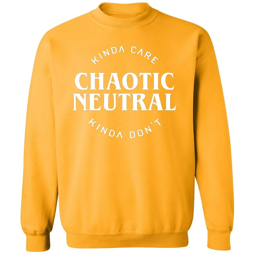 Chaotic Neutral Alignment Kinda Care Kinda Don't Classic Unisex Sweatshirt - Gold - 11