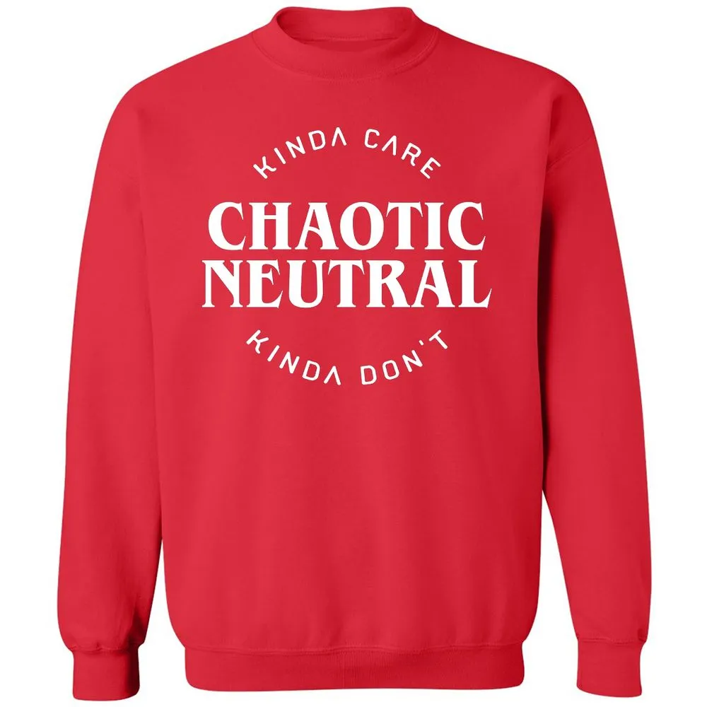 Chaotic Neutral Alignment Kinda Care Kinda Don't Classic Unisex Sweatshirt - Red - 5
