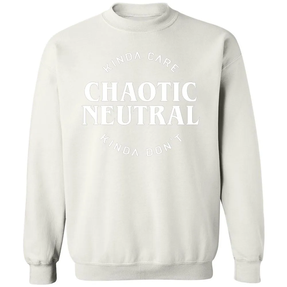Chaotic Neutral Alignment Kinda Care Kinda Don't Classic Unisex Sweatshirt - White - 12
