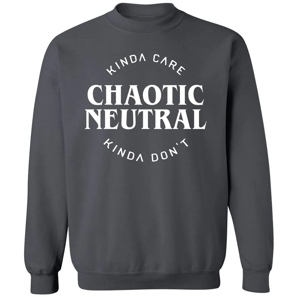 Chaotic Neutral Alignment Kinda Care Kinda Don't Classic Unisex Sweatshirt - Charcoal - 7