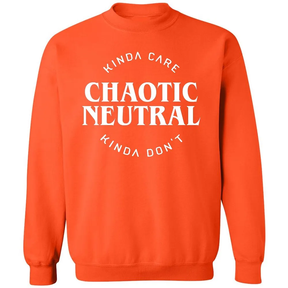 Chaotic Neutral Alignment Kinda Care Kinda Don't Classic Unisex Sweatshirt - Orange - 10