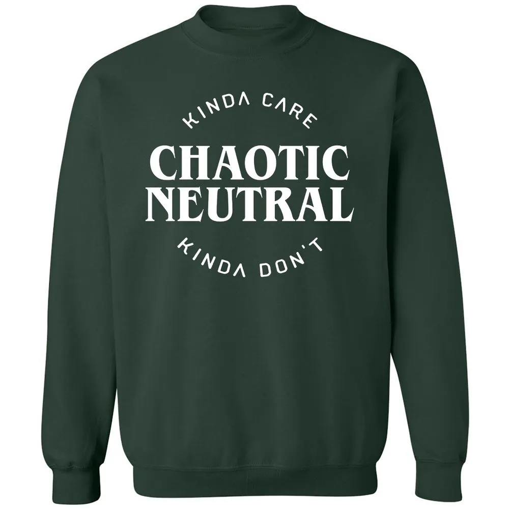 Chaotic Neutral Alignment Kinda Care Kinda Don't Classic Unisex Sweatshirt - Forest Green - 4