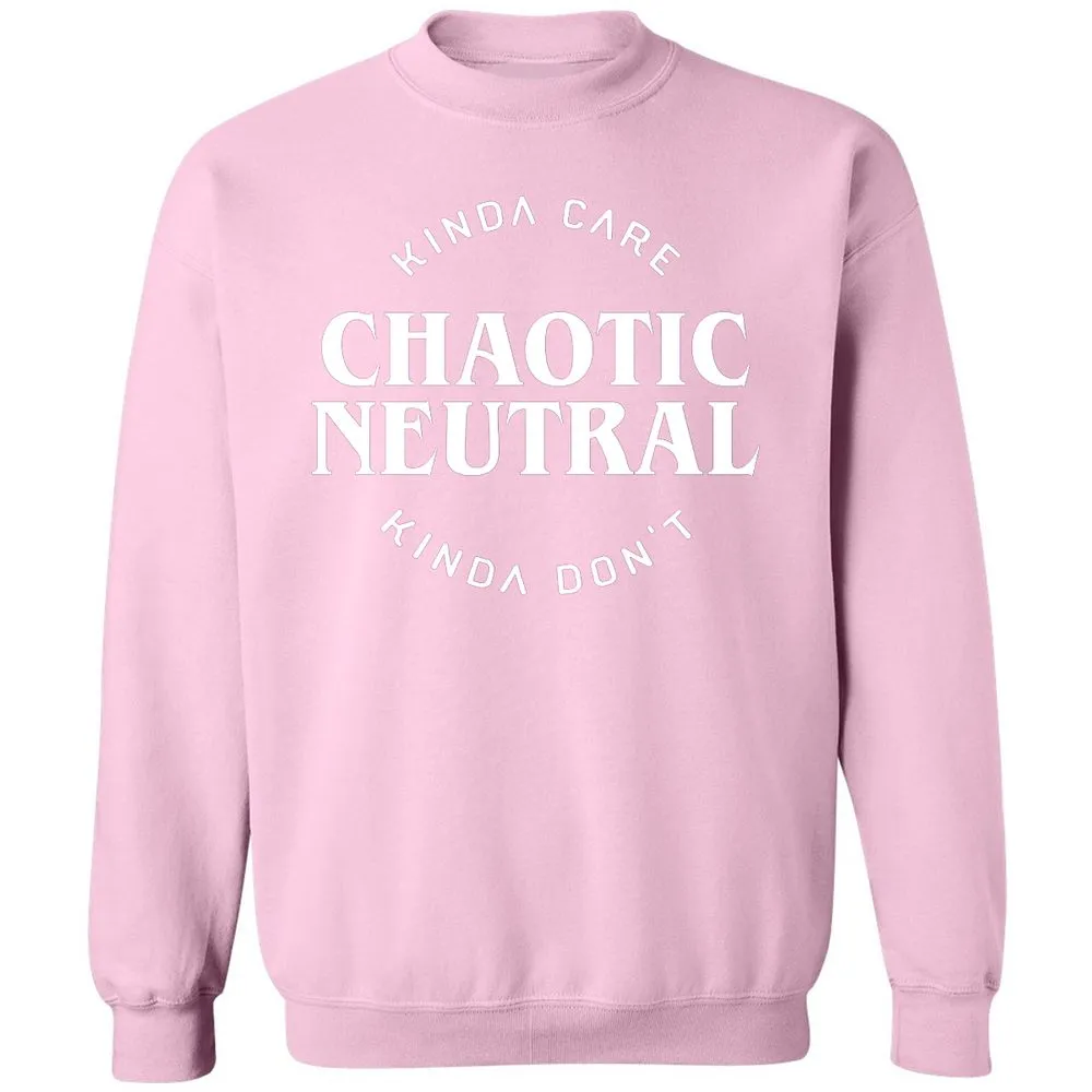 Chaotic Neutral Alignment Kinda Care Kinda Don't Classic Unisex Sweatshirt - Light Pink - 3