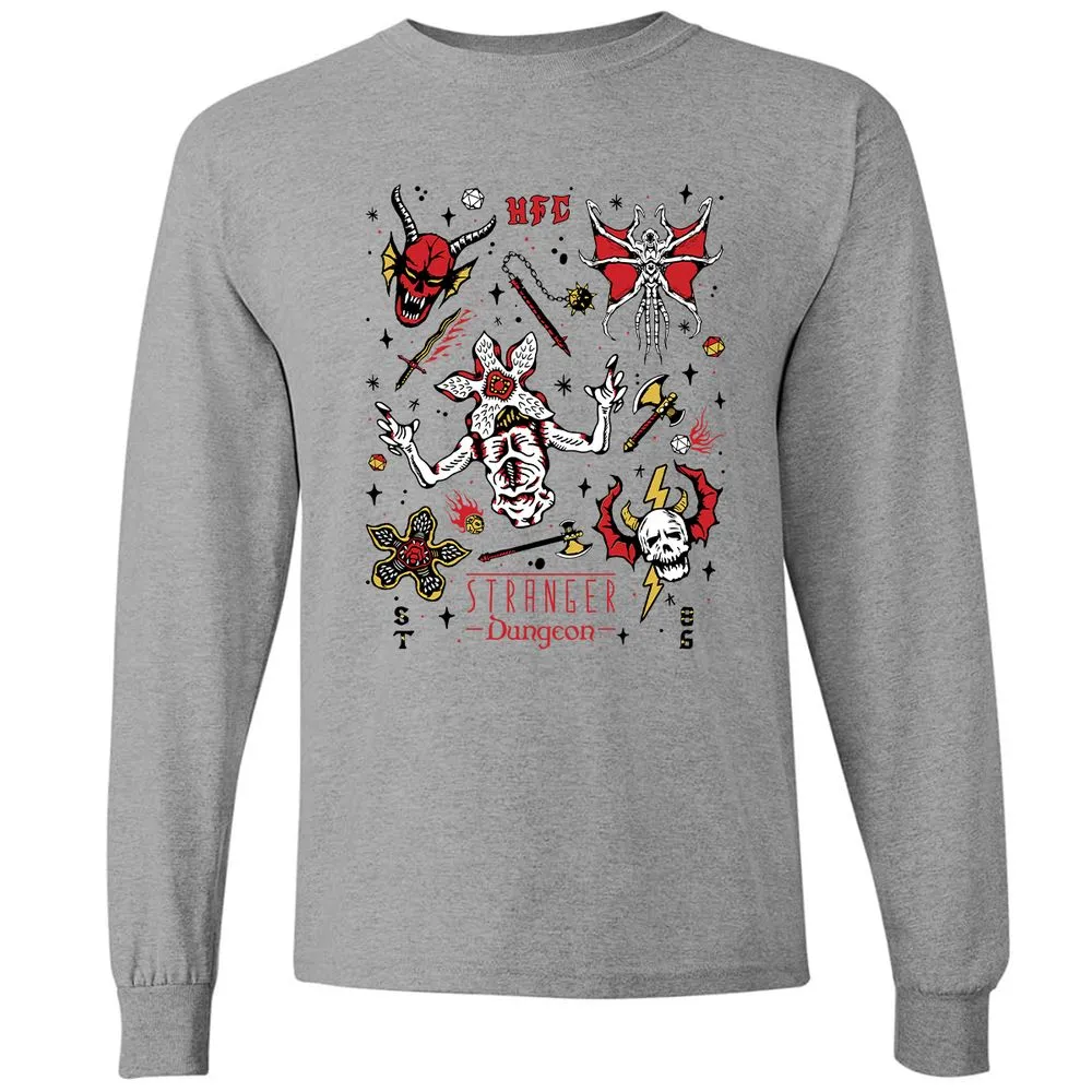 STRANGER DUNGEON Long Sleeve T-Shirt - Graphite Heather - 6