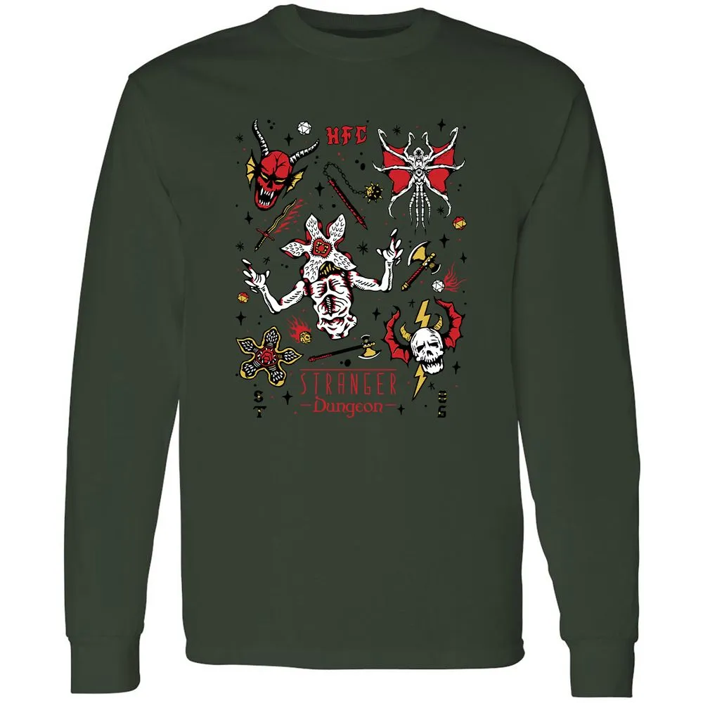 STRANGER DUNGEON Long Sleeve T-Shirt - Forest Green - 8