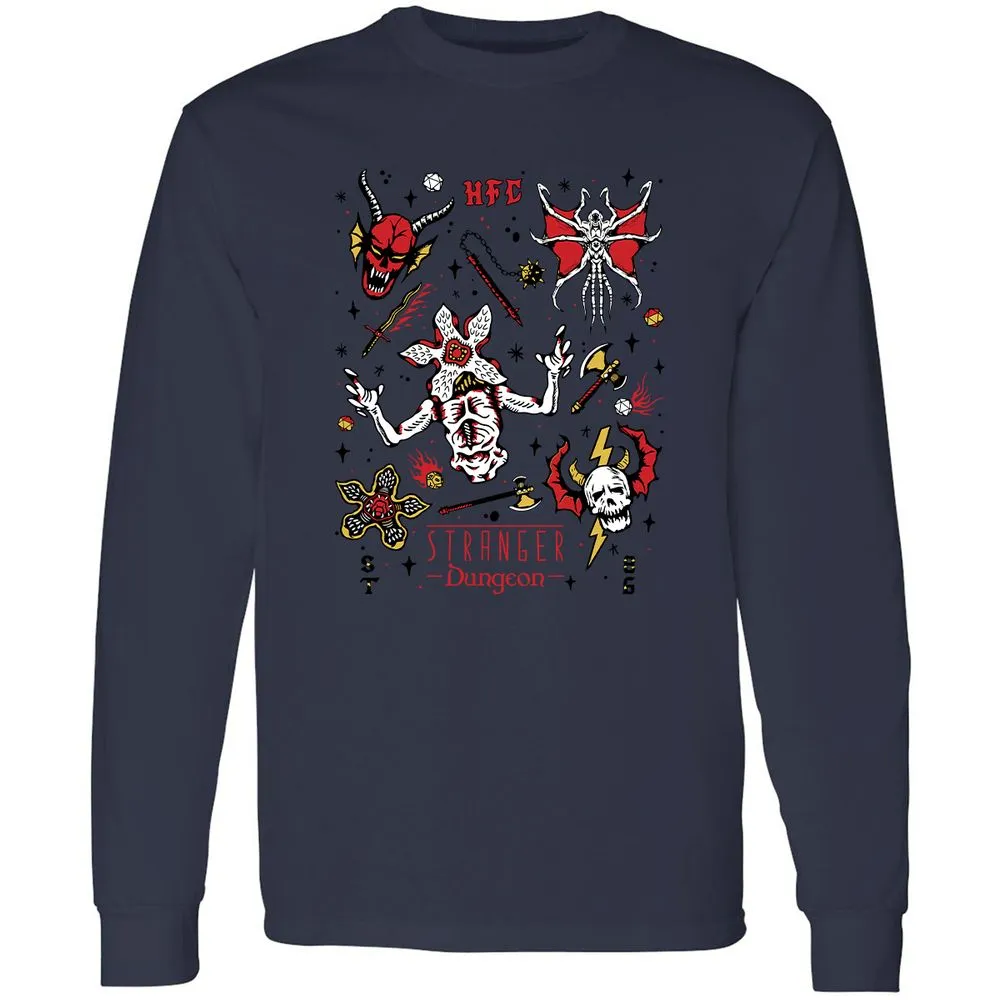 STRANGER DUNGEON Long Sleeve T-Shirt - Navy - 12
