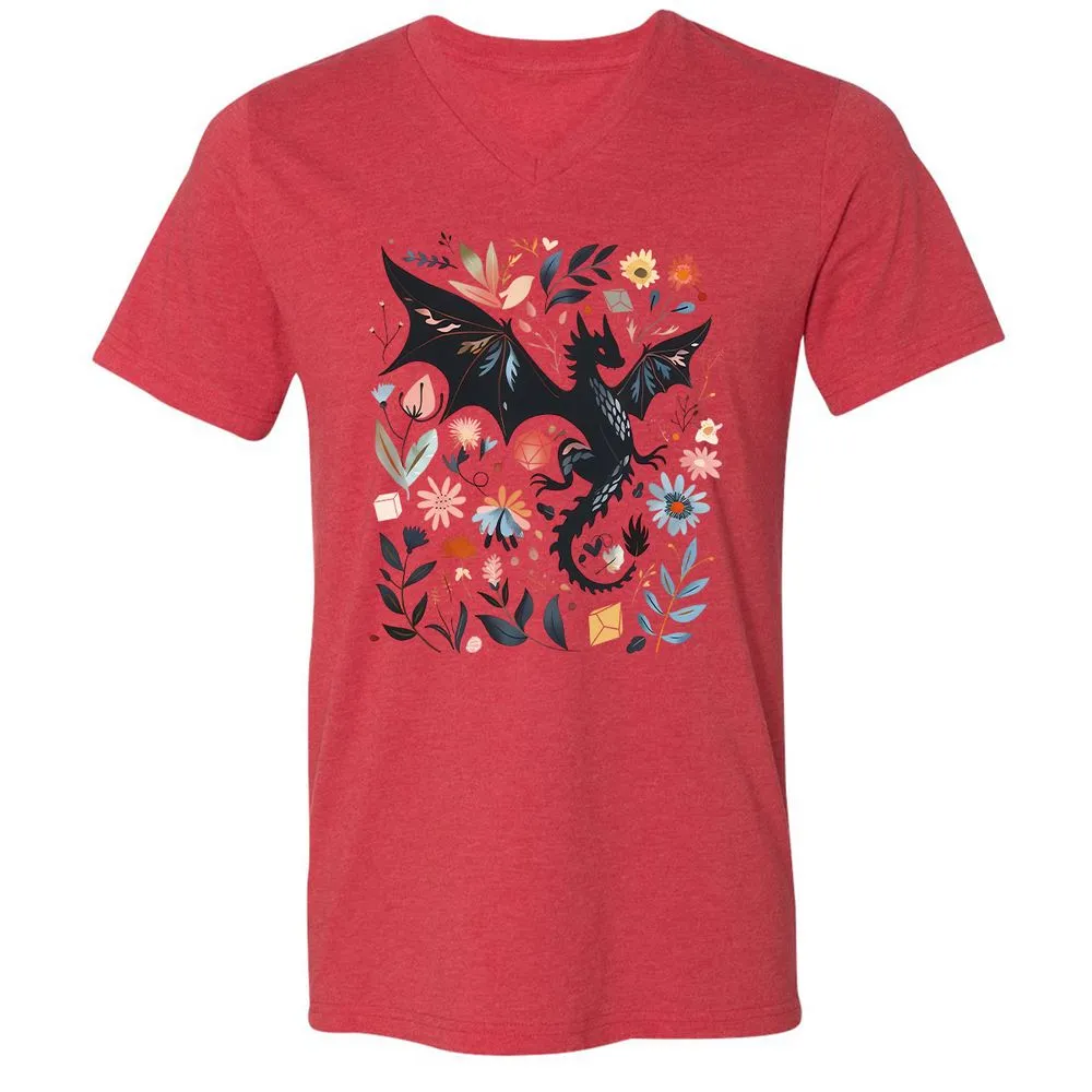 Floral DnD Dragon - Heather Red - 5