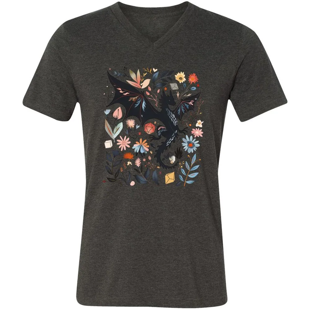 Floral DnD Dragon - Dark Grey Heather - 8