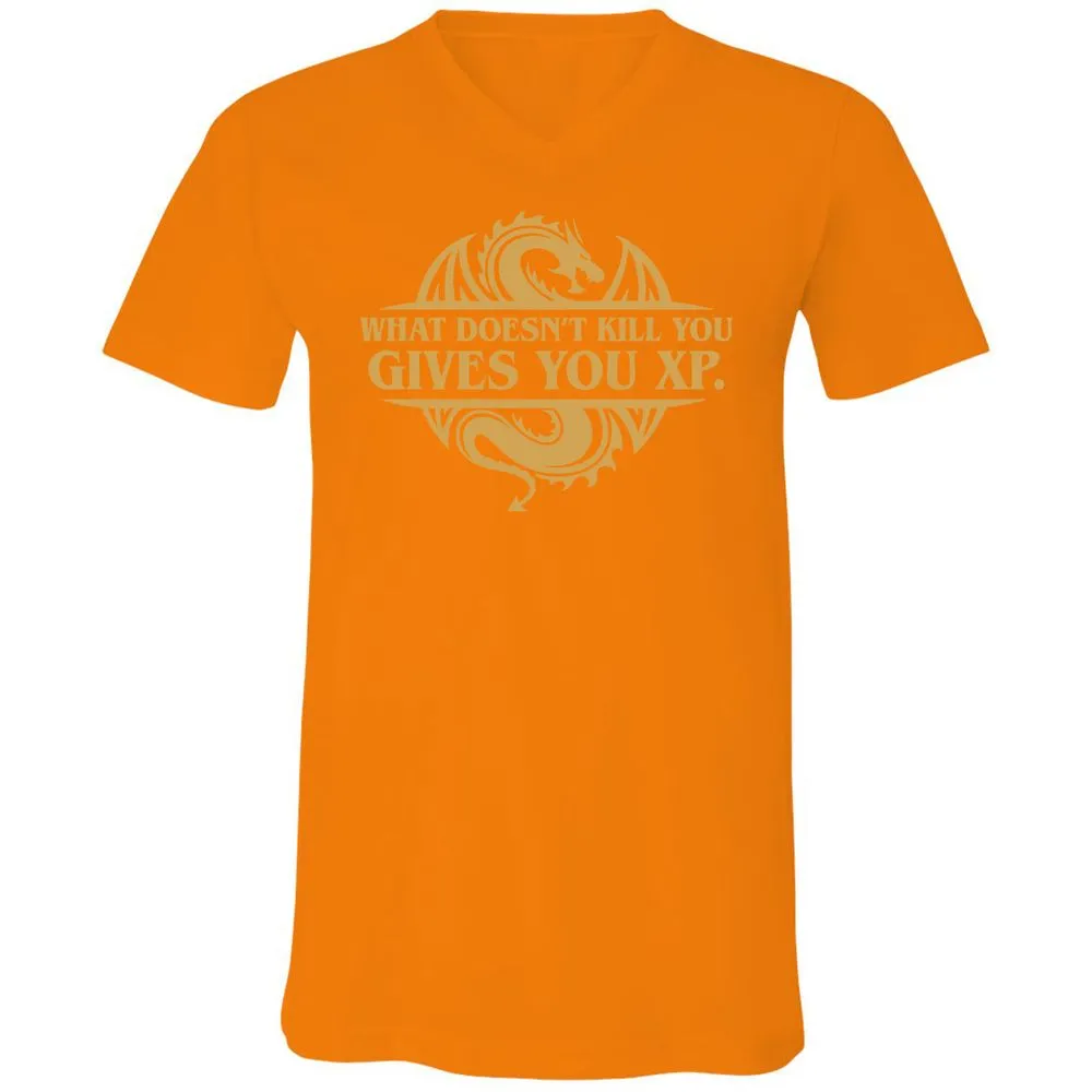 What Doesn't Kill You Gives You XP Unisex V-Neck T-Shirt - Orange - 11