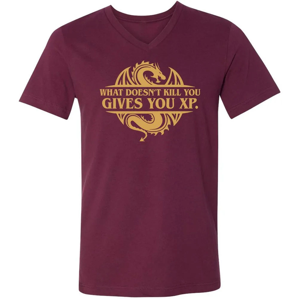 What Doesn't Kill You Gives You XP Unisex V-Neck T-Shirt - Maroon - 6