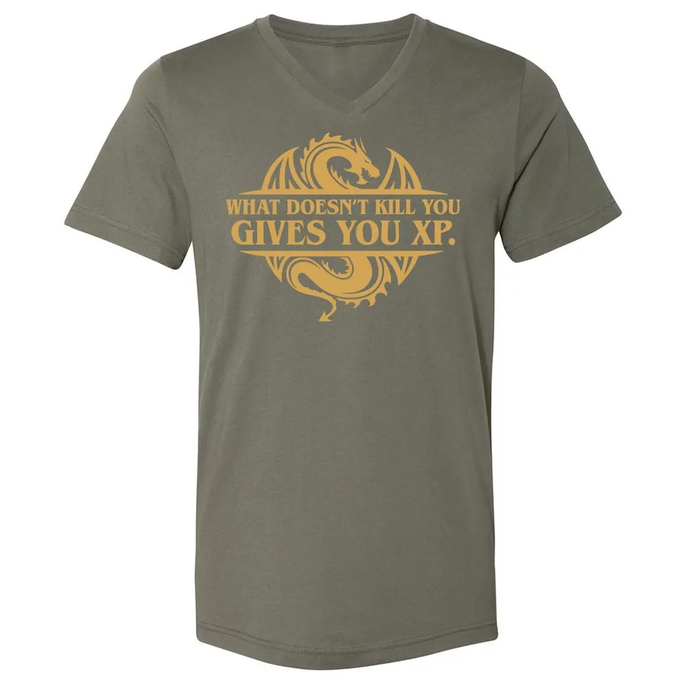 What Doesn't Kill You Gives You XP Unisex V-Neck T-Shirt - Military Green - 10