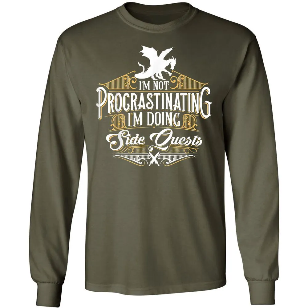 I'm Doing Side Quests Long Sleeve T-Shirt - Military Green - 16