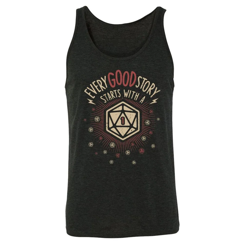 Good Story Starts With A 1 Unisex Jersey Tank - Charcoal Black Triblend - 5