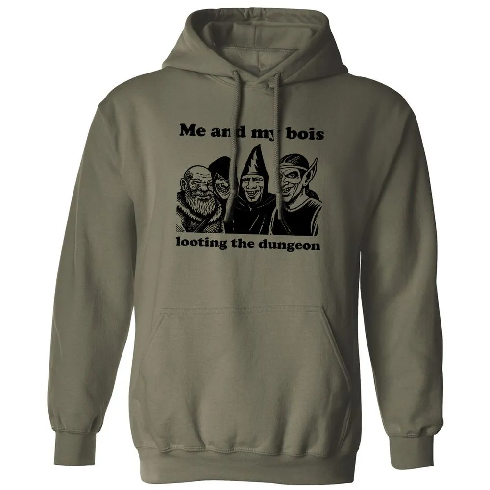 Me and my bois looting the dungeon Classic Unisex Hoodie - Military Green - 4