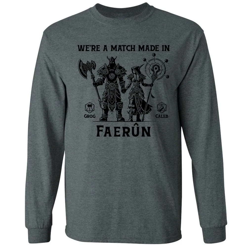 Custom DnD Class Couple Long Sleeve T-Shirt - Dark Heather - 15