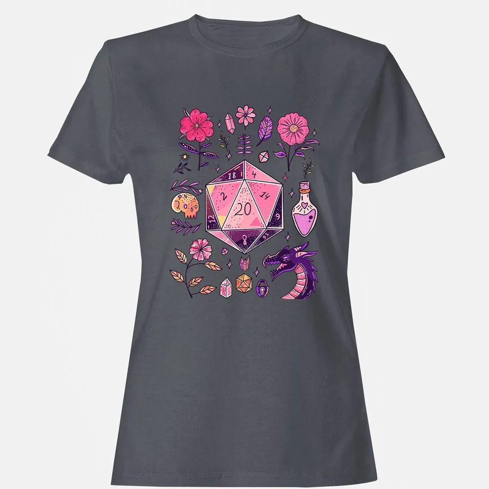 Mystic D20 Floral Dice Art - Dark Heather - 5