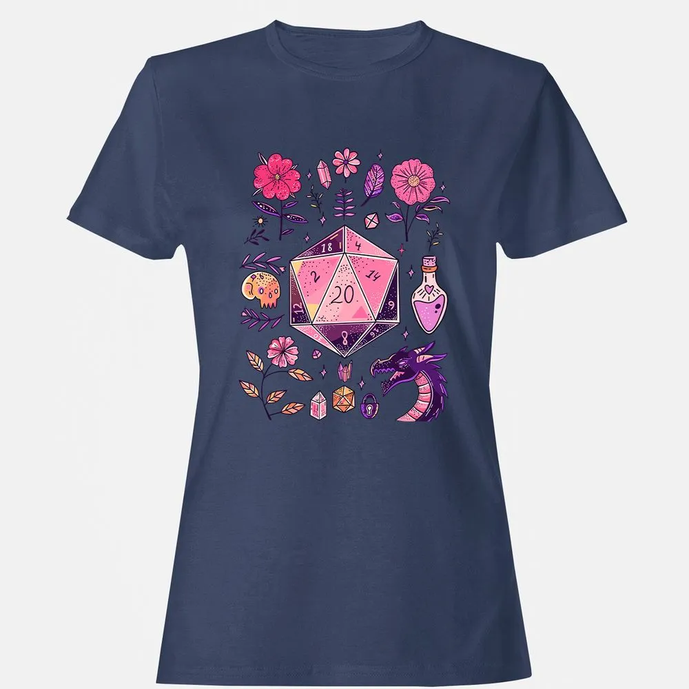 Mystic D20 Floral Dice Art - Navy - 10