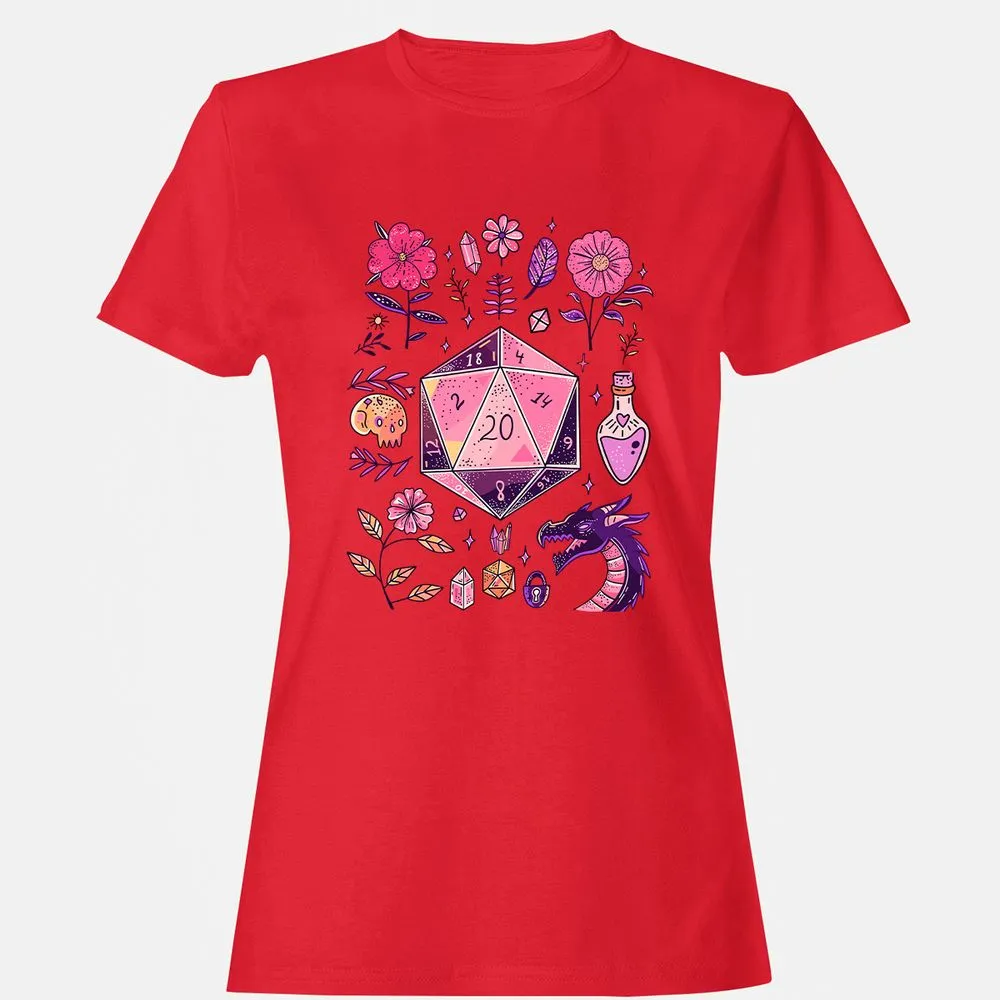 Mystic D20 Floral Dice Art - Red - 13