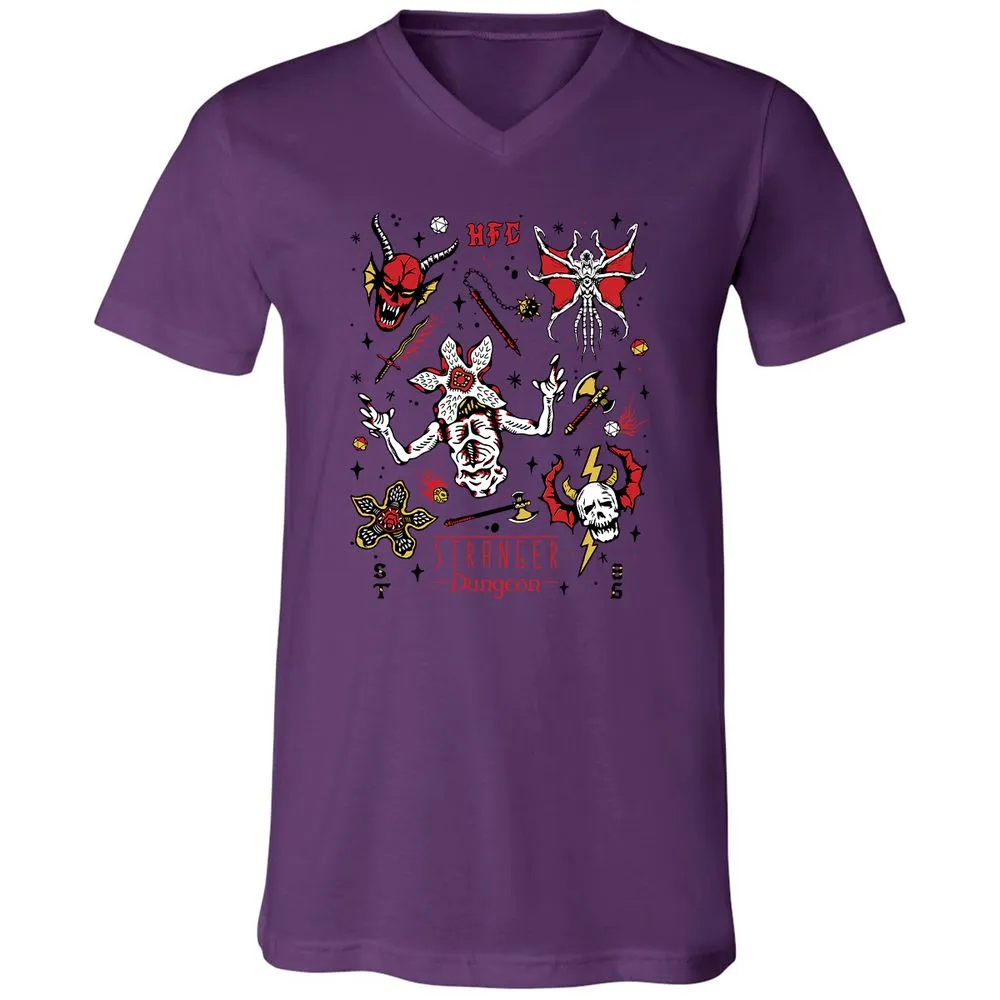 STRANGER DUNGEON Unisex V-Neck T-Shirt - Team Purple - 2