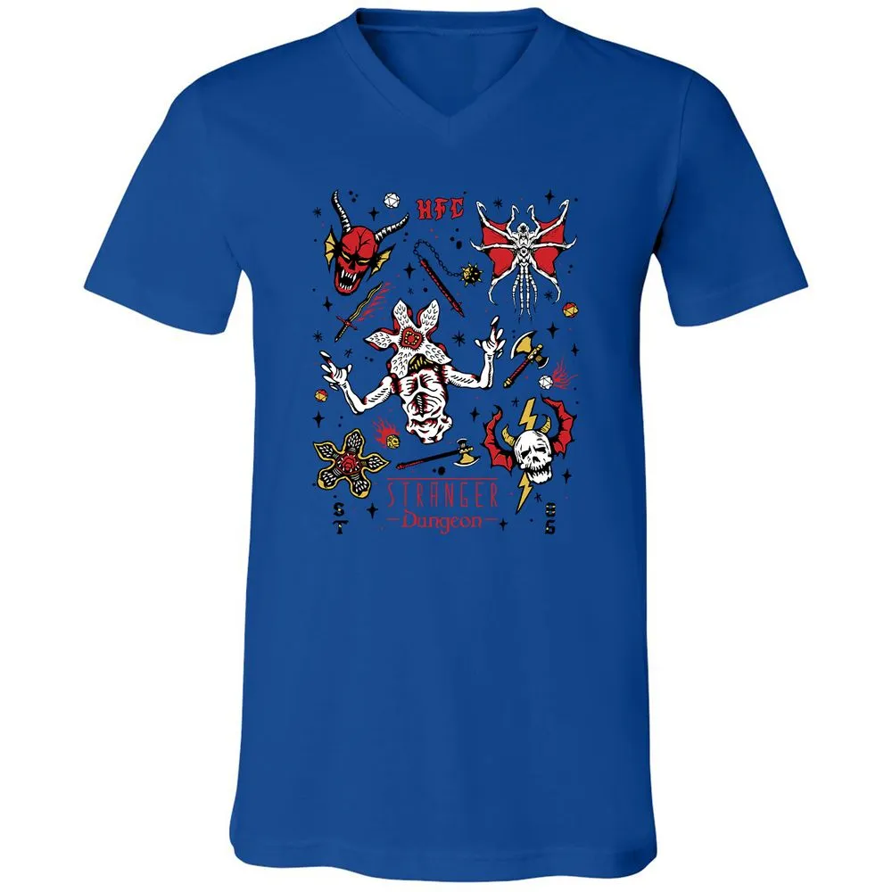 STRANGER DUNGEON Unisex V-Neck T-Shirt - True Royal - 4
