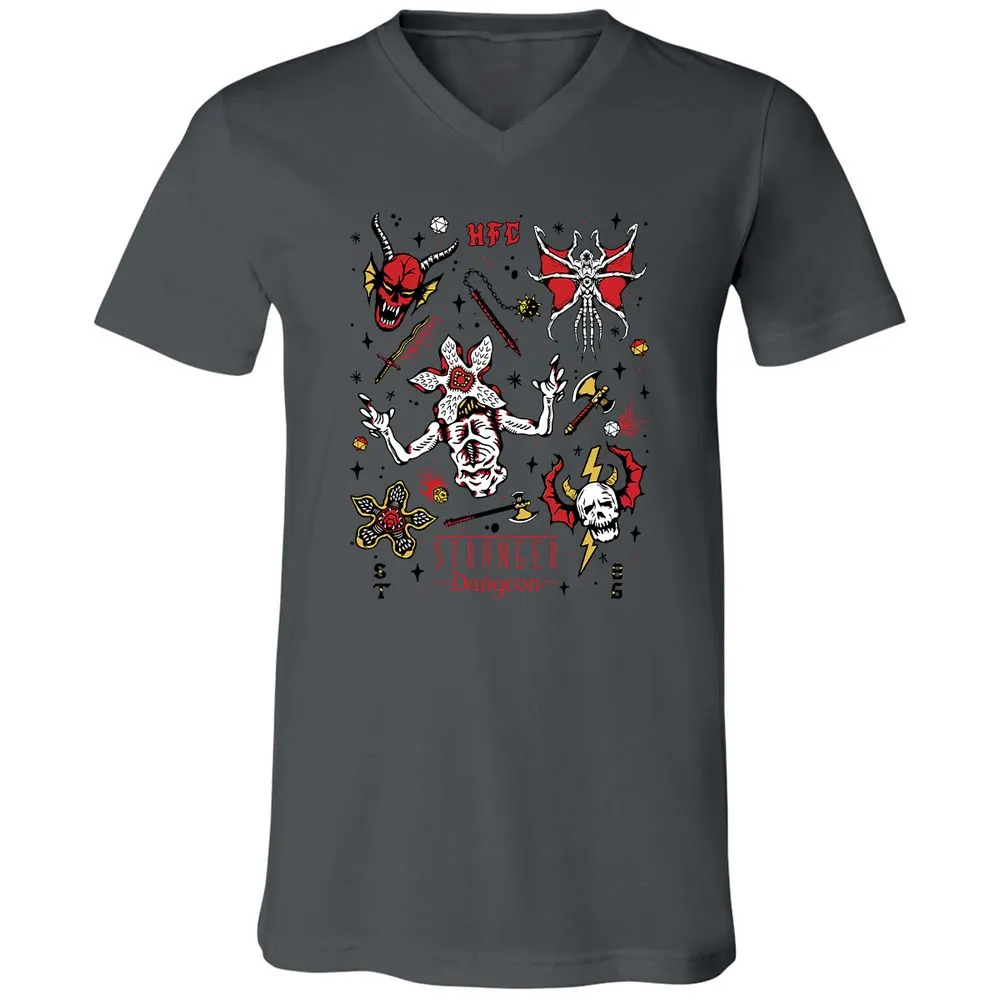 STRANGER DUNGEON Unisex V-Neck T-Shirt - Asphalt - 12