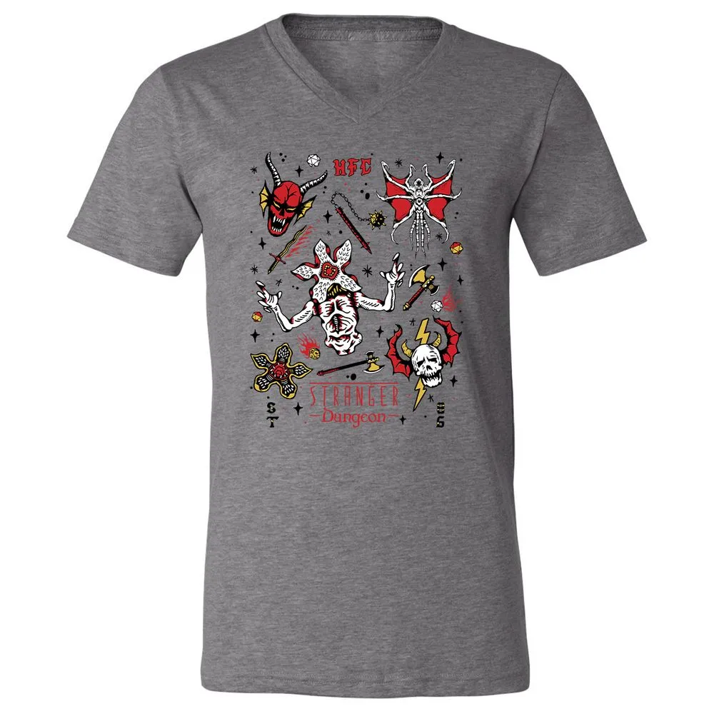 STRANGER DUNGEON Unisex V-Neck T-Shirt - Deep Heather - 13