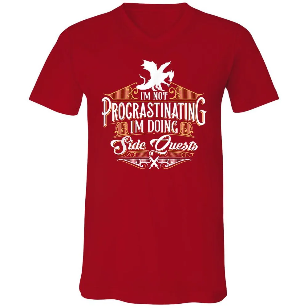I'm Doing Side Quests Unisex V-Neck T-Shirt - Red - 3