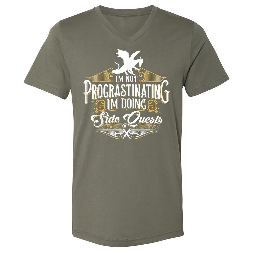 I'm Doing Side Quests Unisex V-Neck T-Shirt - Military Green - 10